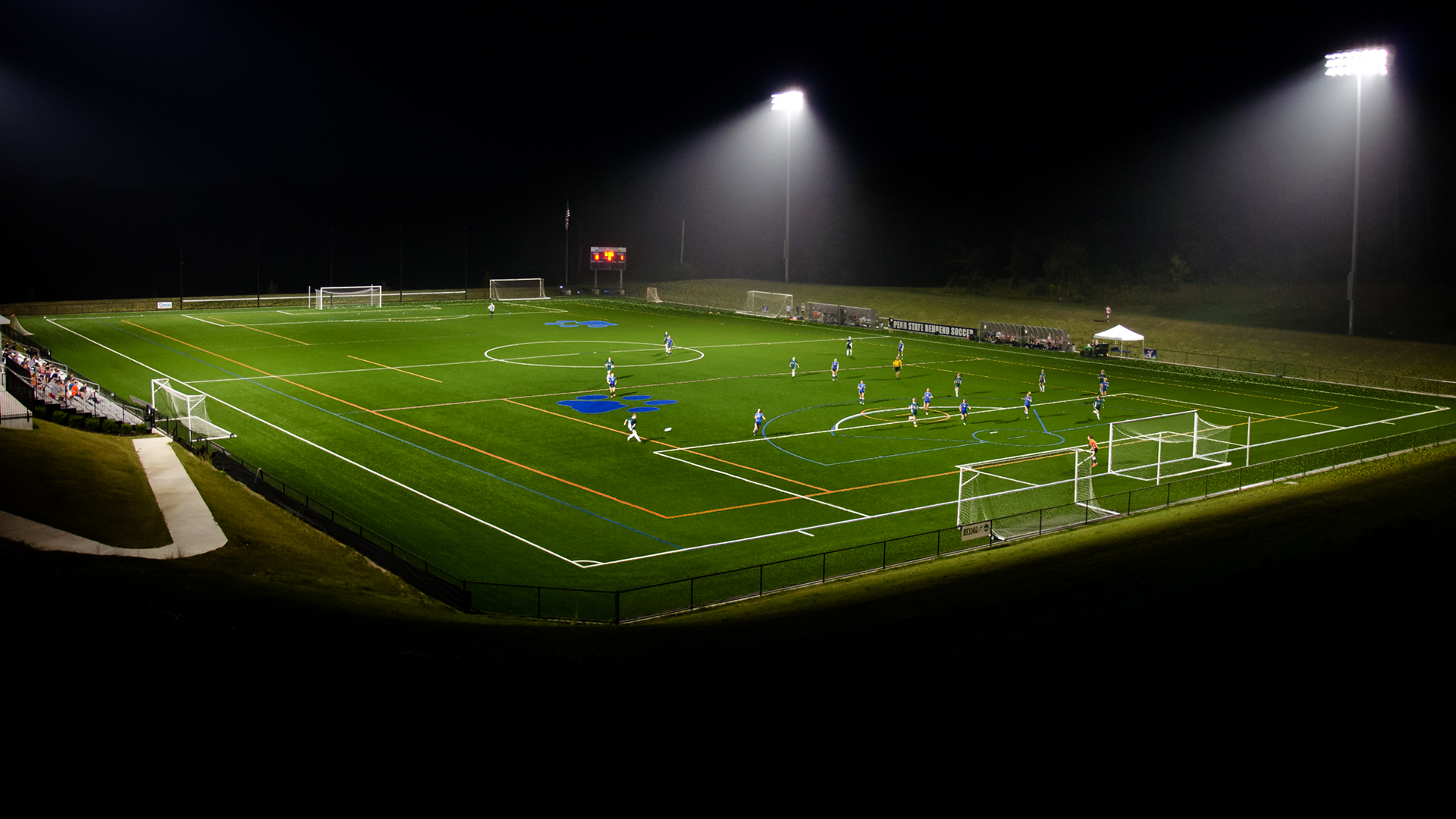 The soccer field at night