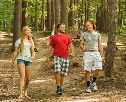 Lydia Musser, Kevin Pasquale, Anthony Achille walking in the Gorge
